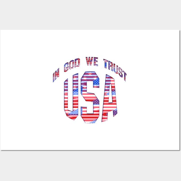 USA In God We Trust Patriotic Abstract Flag Wall Art by Roly Poly Roundabout